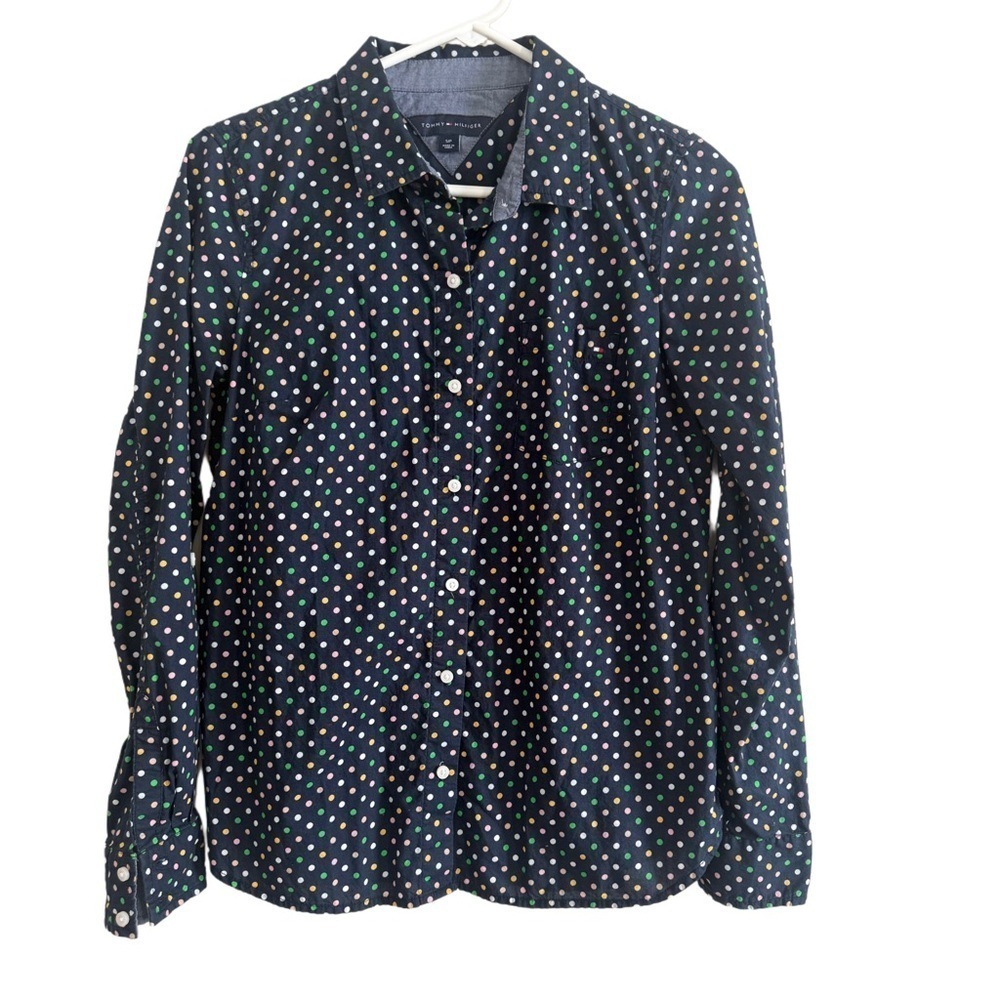 Tommy Hilfiger Colorful Polka Dot Button Shirt Size Small